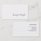 プロフェッショナルミニマル手書き白灰色 名刺 (正面/裏面)