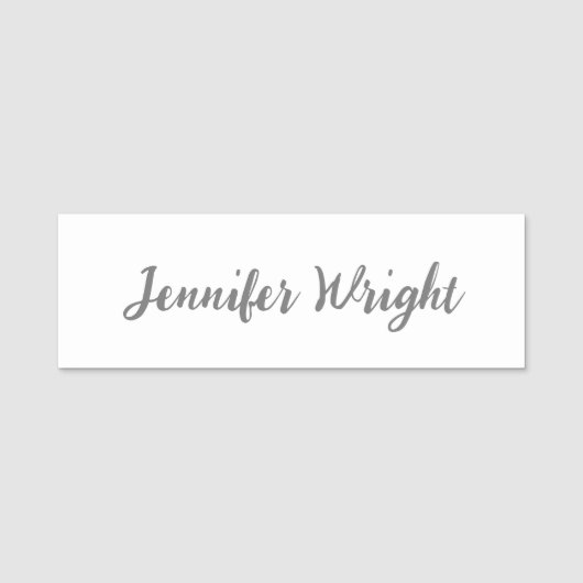 プロフェッショナルミニマル手書き白灰色 名札 (正面)