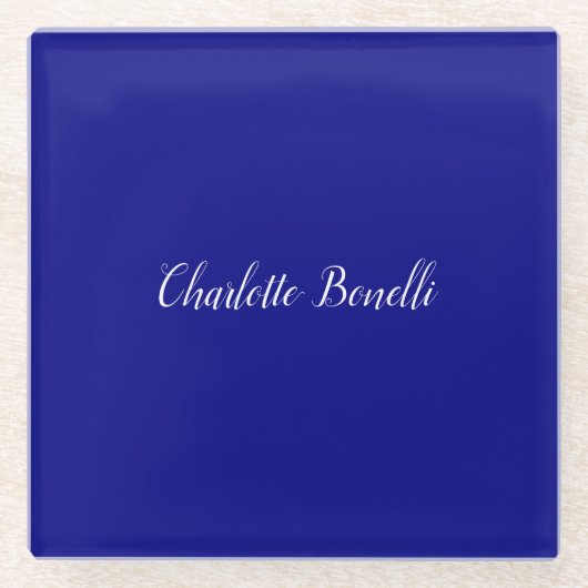 プロフェッショナルミニマル海軍ブルー ガラスコースター (正面)