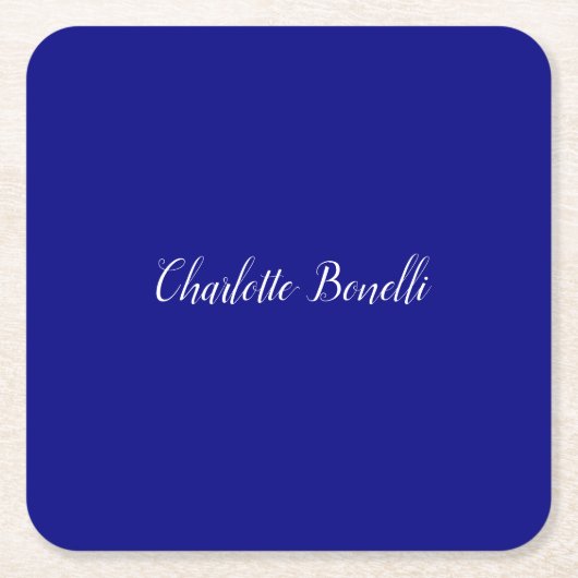 プロフェッショナルミニマル海軍ブルー スクエアペーパーコースター (正面)