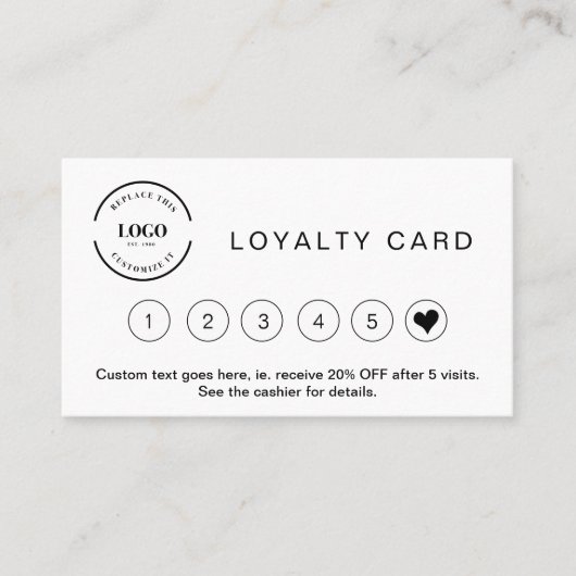 プロフェッショナルミニマル白黒カスタムロゴ ロイヤリティカード (正面)
