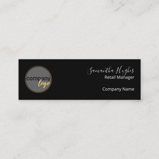 プロフェッショナルミニマル白黒ビジネスロゴ スキニー名刺 (正面)