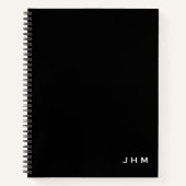 プロフェッショナルミニマル白黒モノグラムイニシャル ノートブック (正面)
