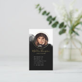 プロフェッショナルミニマル白黒金ゴールド写真 名刺 (スタンド正面)