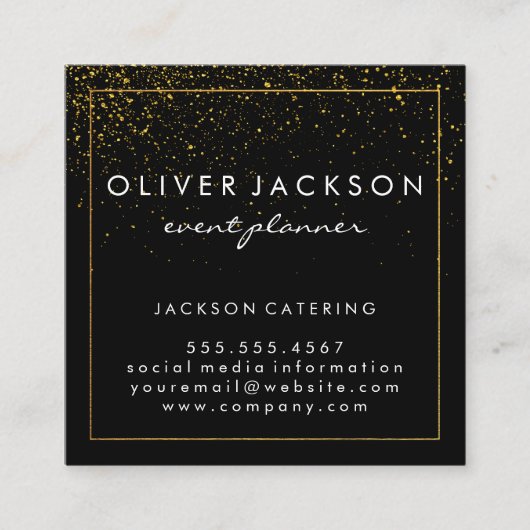 プロフェッショナルミニマル縁どス金ゴールド/金ゴールドダスト スクエア名刺 (正面)