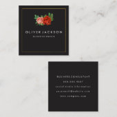 プロフェッショナルミニマル縁ど金ゴールドエレガントバラ スクエア名刺 (正面/裏面)