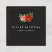 プロフェッショナルミニマル縁ど金ゴールドエレガントバラ スクエア名刺 (正面)