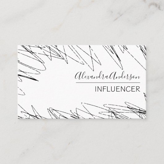 プロフェッショナルミニマル落書き白黒 名刺 (正面)