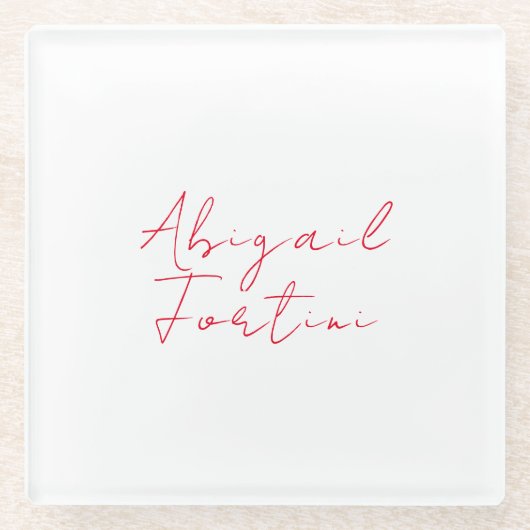 プロフェッショナルミニマル赤モダン白 ガラスコースター (正面)