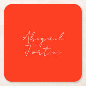 プロフェッショナルミニマル赤モダン白 スクエアペーパーコースター (正面)