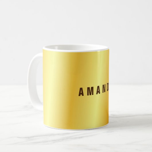 プロフェッショナルミニマル金ゴールドの色あなたの名前を追加 コーヒーマグカップ (正面左)