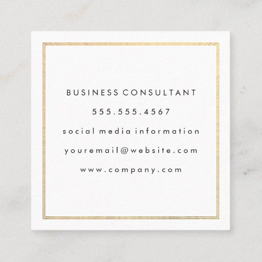 プロフェッショナルミニマル金ゴールドグレー スクエア名刺 (裏面)