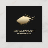 プロフェッショナルミニマル金ゴールドブラシストロークQRコード スクエア名刺 (正面)