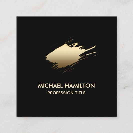 プロフェッショナルミニマル金ゴールドブラシストロークQRコード スクエア名刺 (正面)