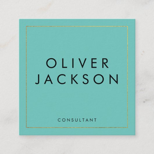 プロフェッショナルミニマル金ゴールド縁ど スクエア名刺 (正面)