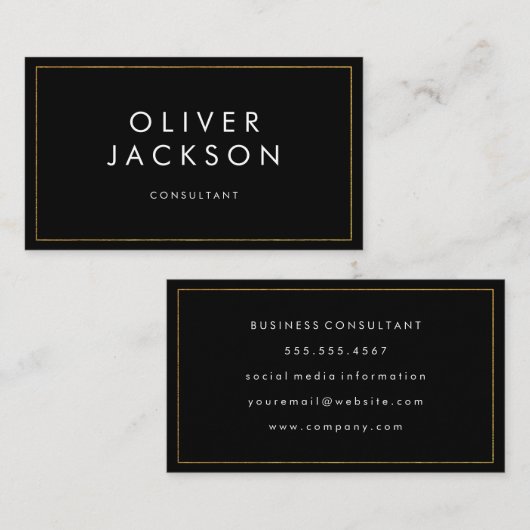 プロフェッショナルミニマル金ゴールド縁ど 名刺 (正面/裏面)