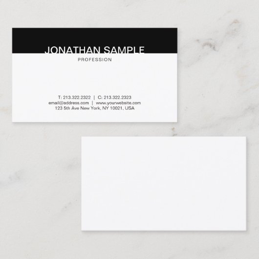 プロフェッショナルミニマル黒白エレガント 名刺 (正面/裏面)
