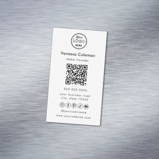 プロフェッショナルミニマルQrコードホワイト名刺 マグネット名刺 (インサイチュ)