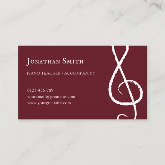 プロフェッショナルミュージシャントレブルクレフ、 音符記号ブルグモダンンディ 名刺 (正面)