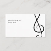 プロフェッショナルミュージシャントレブルクレフ、 音符記号モダンブラック 名刺 (裏面)