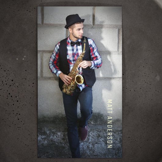 プロフェッショナルミュージシャン写真QRコードネイビーブルー 名刺