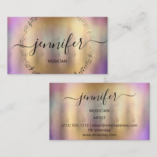 プロフェッショナルミュージシャンDJ 芸術的 3Dホログラフィック 名刺 (正面/裏面)