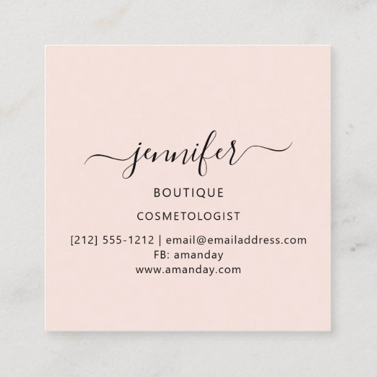 プロフェッショナルメイクアップまつげ延長ピンク スクエア名刺 (裏面)