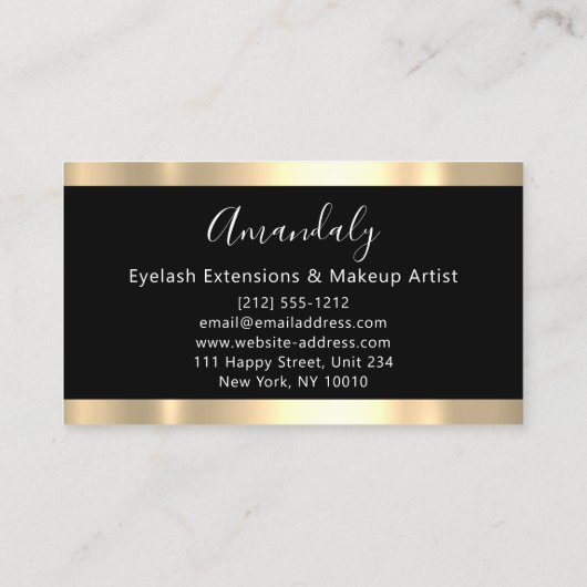 プロフェッショナルメイクアップまつげ延長金ゴールドロゴ 名刺 (裏面)