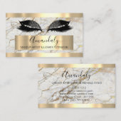 プロフェッショナルメイクアップまつげ延長金ゴールド大理石 名刺 (正面/裏面)