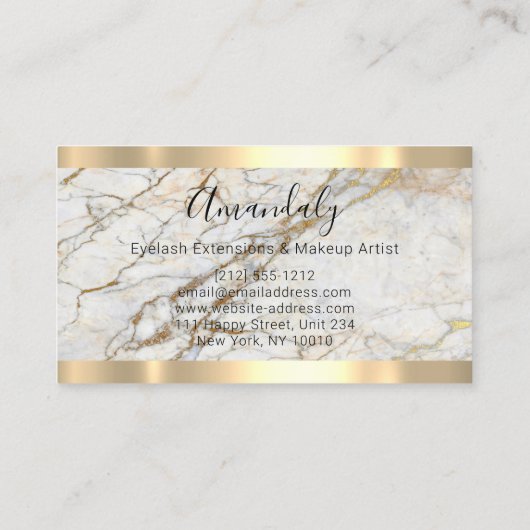 プロフェッショナルメイクアップまつげ延長金ゴールド大理石 名刺 (裏面)