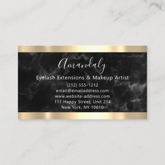 プロフェッショナルメイクアップまつ毛エクステンションバラ大理石 名刺 (裏面)