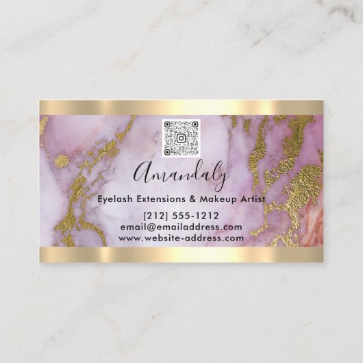 プロフェッショナルメイクアップまつ毛エクステンション大理石QR 名刺 (裏面)