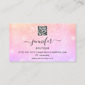 プロフェッショナルメイクアップまつ毛QRコードピンクホログラフ 名刺 (裏面)