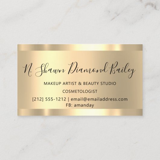 プロフェッショナルメイクアップまぶし自筆証書金ゴールド 名刺 (裏面)