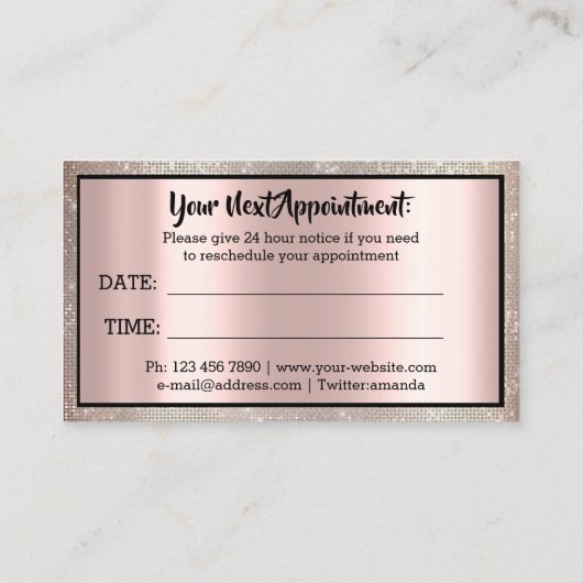 プロフェッショナルメイクアップアイラッシュロゴアポイントメントカード 名刺 (裏面)