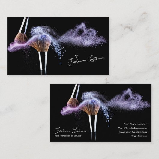 プロフェッショナルメイクアップアーティストとスタイリングの専門家 名刺 (正面/裏面)