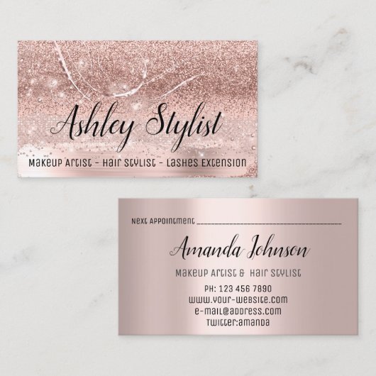 プロフェッショナルメイクアップアーティストまつげエクステンション 名刺 (正面/裏面)