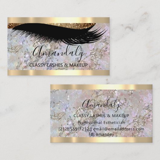 プロフェッショナルメイクアップアーティストまつげグリッターストローク 名刺 (正面/裏面)