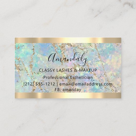 プロフェッショナルメイクアップアーティストまつげホログラフィック 名刺 (裏面)