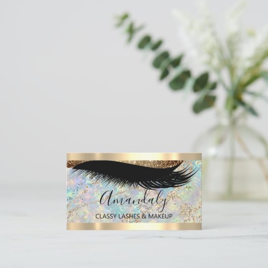 プロフェッショナルメイクアップアーティストまつげホログラフィック 名刺 (スタンド正面)