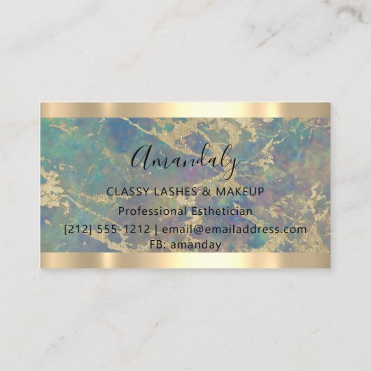 プロフェッショナルメイクアップアーティストまつげ抽象金ゴールド 名刺 (裏面)