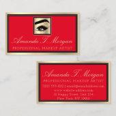 プロフェッショナルメイクアップアーティストまつげ金ゴールド赤 名刺 (正面/裏面)