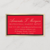 プロフェッショナルメイクアップアーティストまつげ金ゴールド赤 名刺 (裏面)