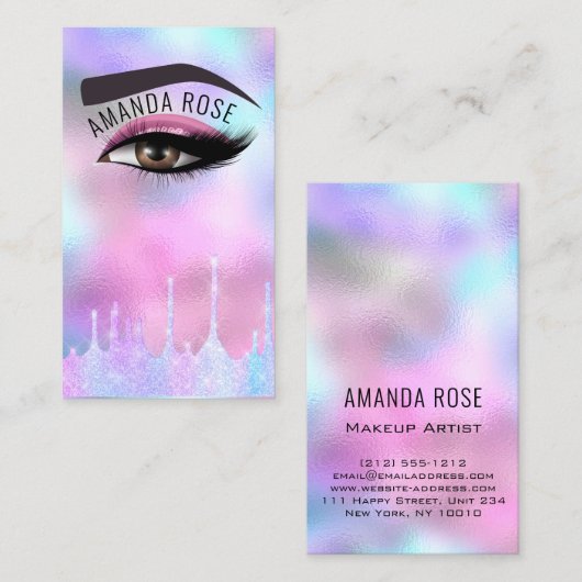 プロフェッショナルメイクアップアーティストまつ毛ホログラフィック 名刺 (正面/裏面)