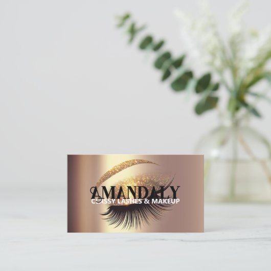 プロフェッショナルメイクアップアーティストまつ毛QRコードロゴ 名刺 (スタンド正面)