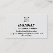 プロフェッショナルメイクアップアーティストまつ毛QRロゴグレー 名刺 (裏面)