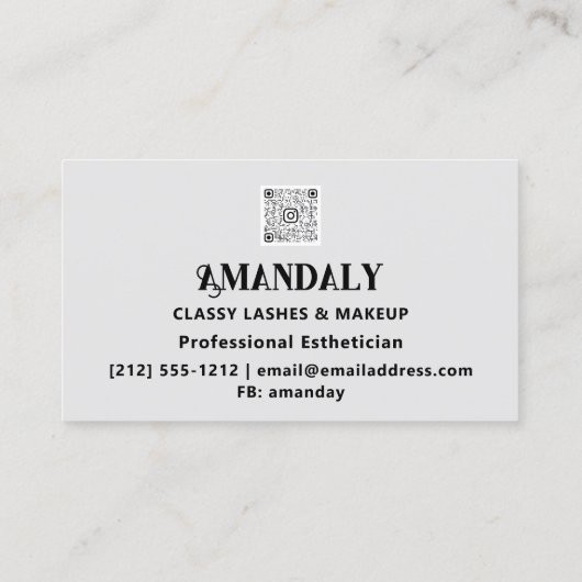 プロフェッショナルメイクアップアーティストまつ毛QRロゴグレー 名刺 (裏面)