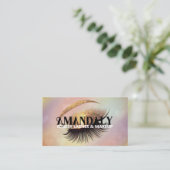 プロフェッショナルメイクアップアーティストまつ毛QRロゴ金ゴールド 名刺 (スタンド正面)