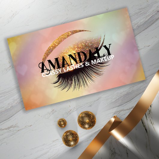 プロフェッショナルメイクアップアーティストまつ毛QRロゴ金ゴールド 名刺
