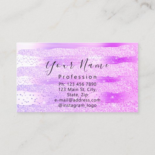 プロフェッショナルメイクアップアーティストアイドラッシュグリッターピンクホ 名刺 (裏面)